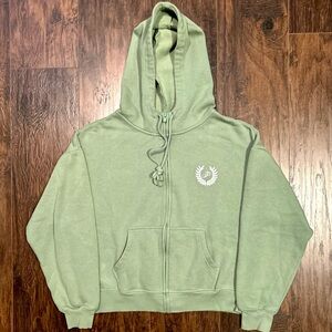 PINK Victoria’s Secret Cropped Zip Up Hoodie Green